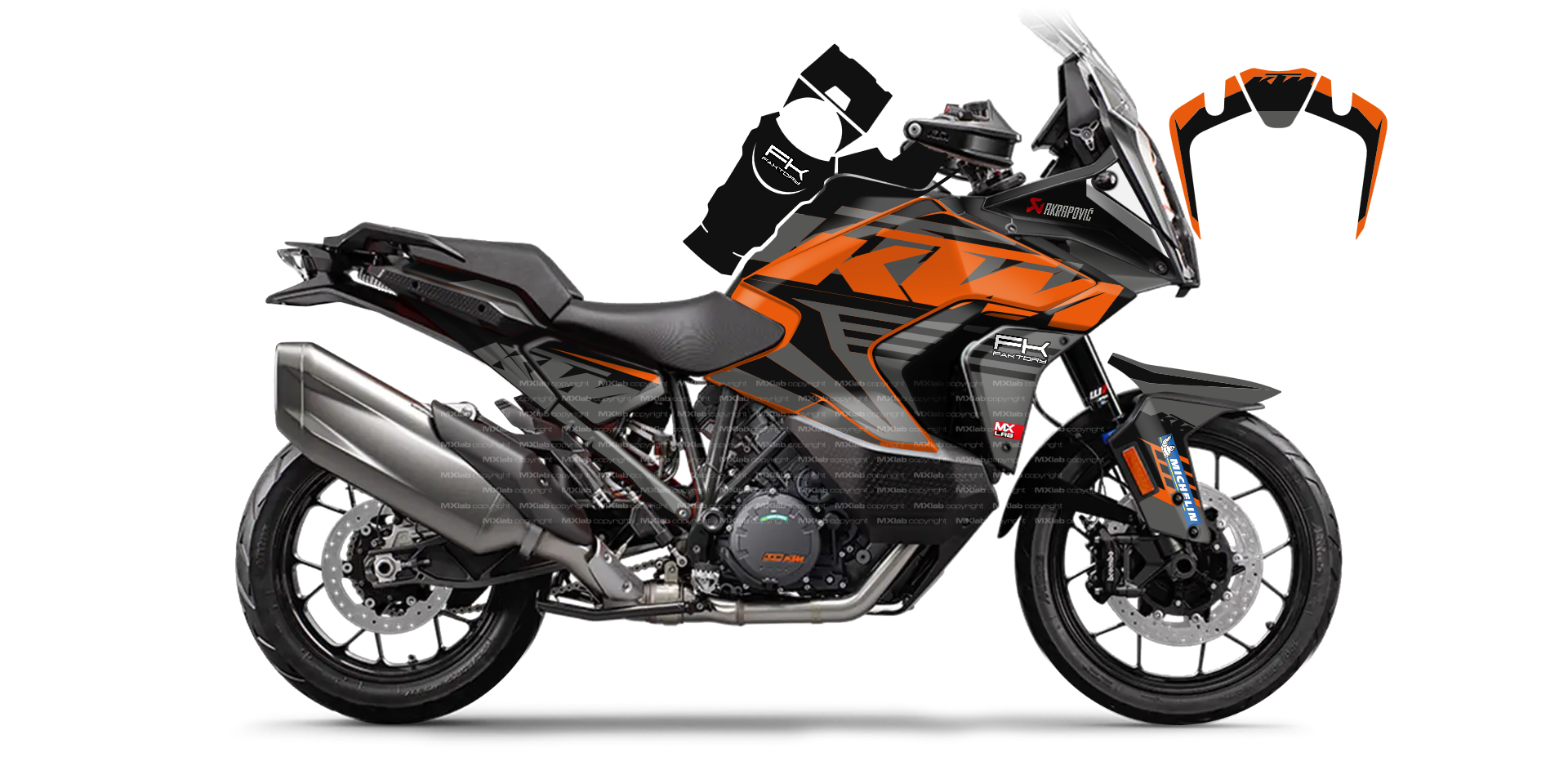 Kit déco KTM 1290 Super Adventure LAB1 BLACK - Trail personnalisable