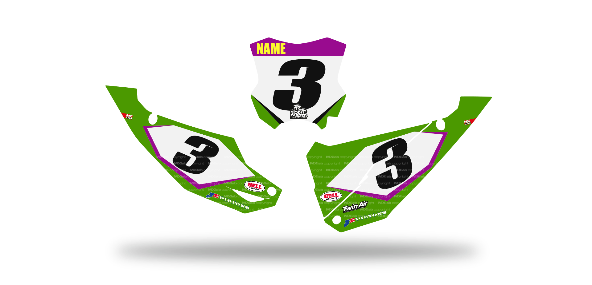 Fonds de plaque Kawasaki LAB3 - Motocross & Enduro personnalisable