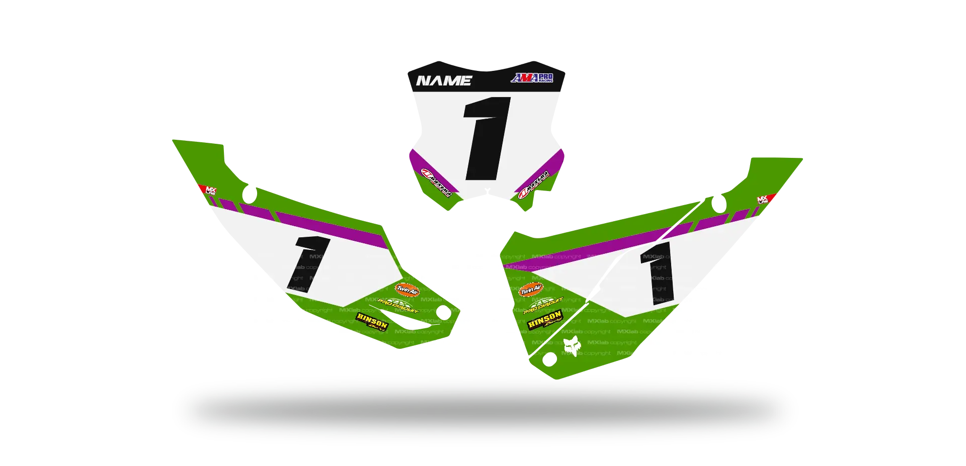 Fonds de plaque Kawasaki LAB1 WHITE - Motocross & Enduro personnalisable