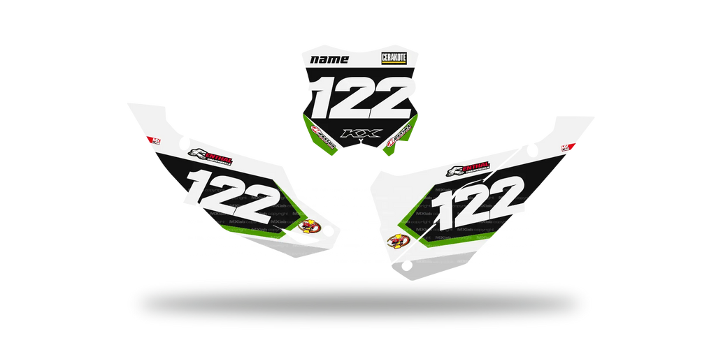 Fonds de plaque Kawasaki LAB2 WHITE - Motocross & Enduro personnalisable