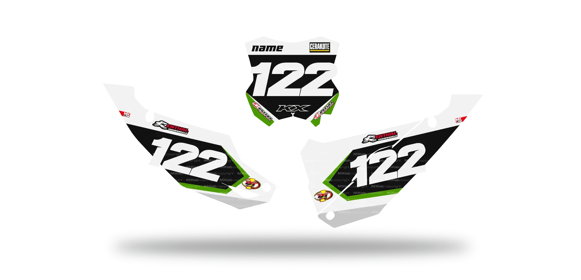 Fonds de plaque Kawasaki LAB2 WHITE - Motocross & Enduro personnalisable