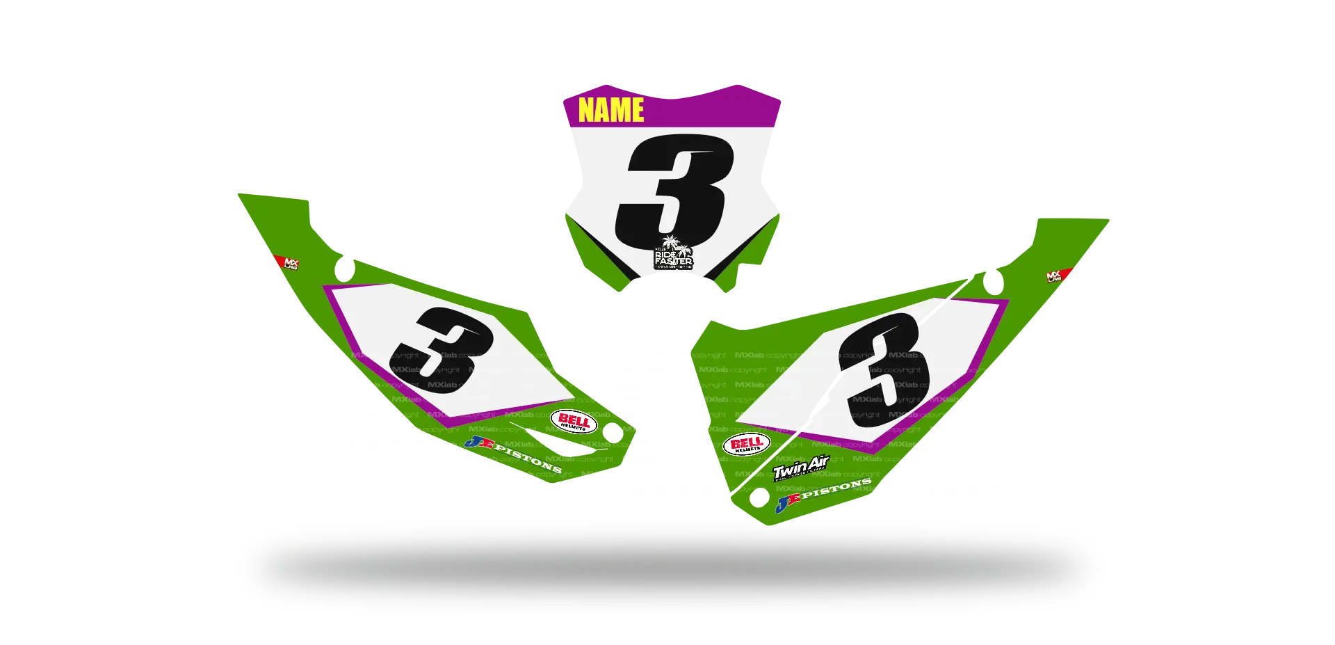 Fonds de plaque Kawasaki LAB3 - Motocross & Enduro personnalisable