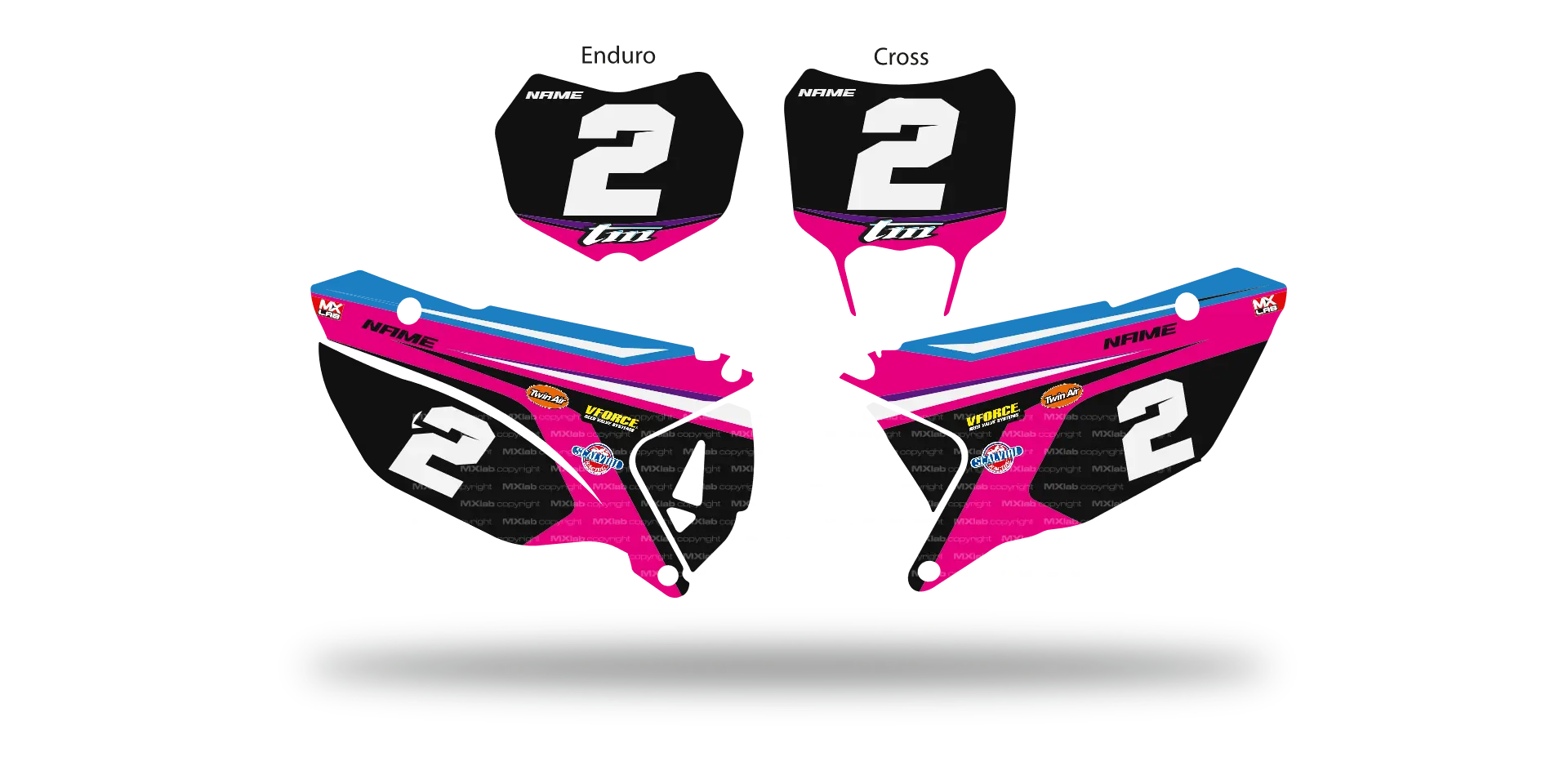 Fonds de plaque TM LAB2 PINK - Motocross & Enduro personnalisable