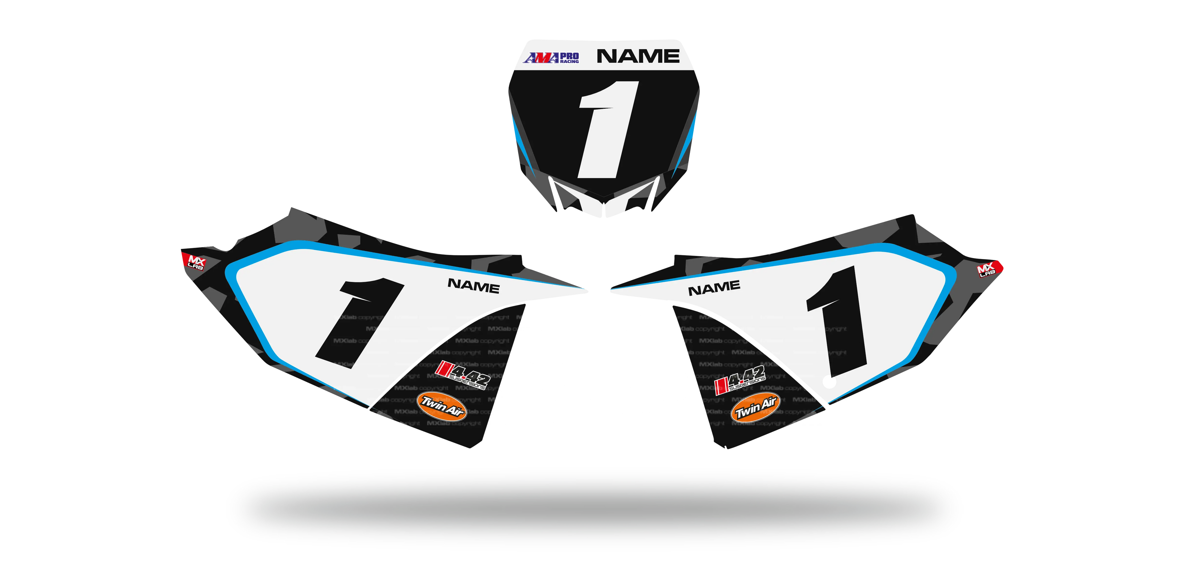 Fonds de plaque Yamaha YZ LAB1 BLACK - Motocross & Enduro personnalisable