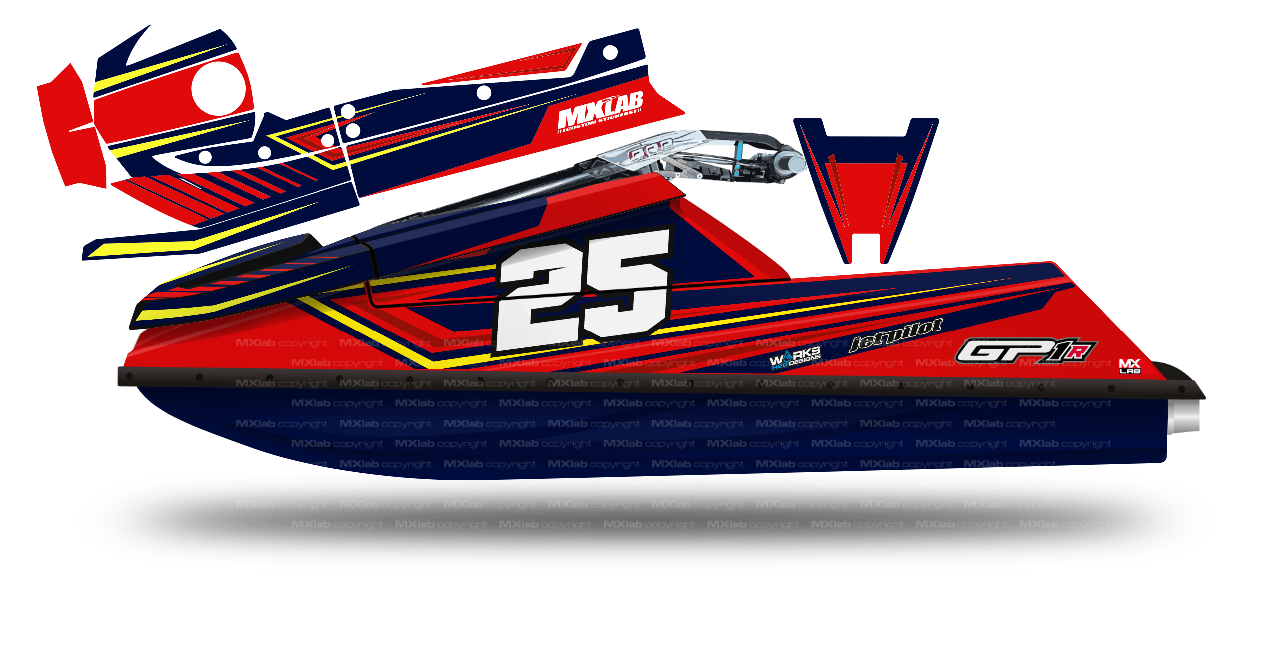 Fast Powersport GP1R LAB3 red graphic kit