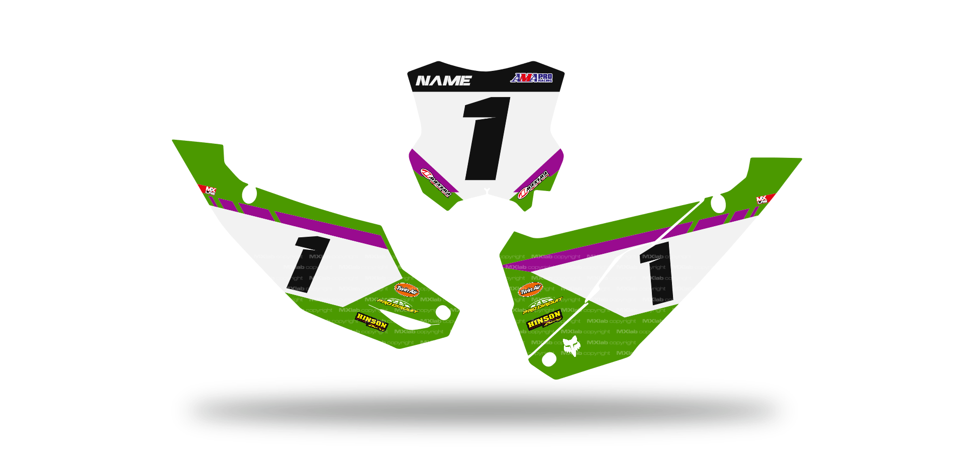 Fonds de plaque Kawasaki LAB1 WHITE - Motocross & Enduro personnalisable