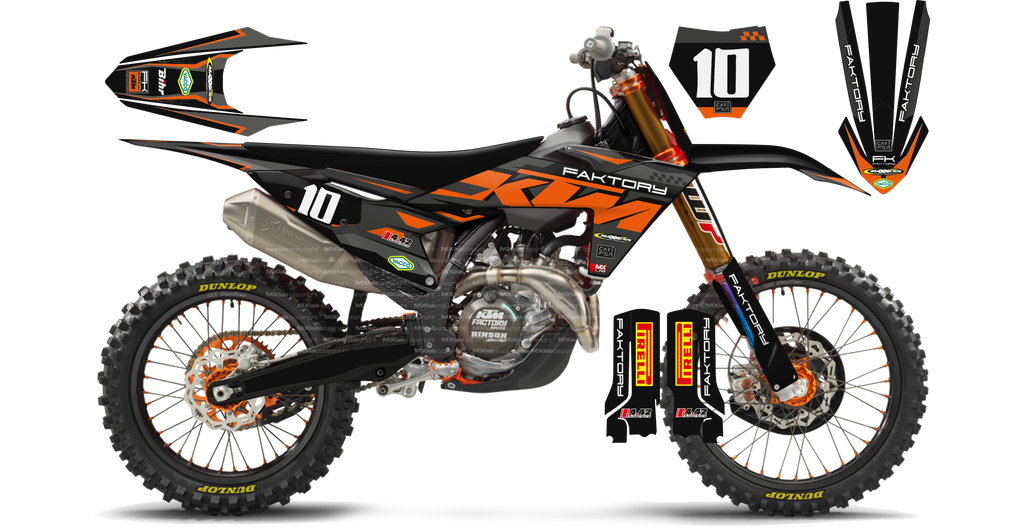 Kit déco KTM Faktory BLACK - Motocross & Enduro personnalisable