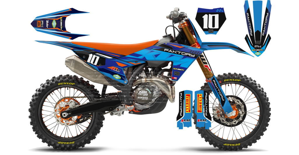 Kit déco KTM Faktory BLUE - Motocross & Enduro personnalisable