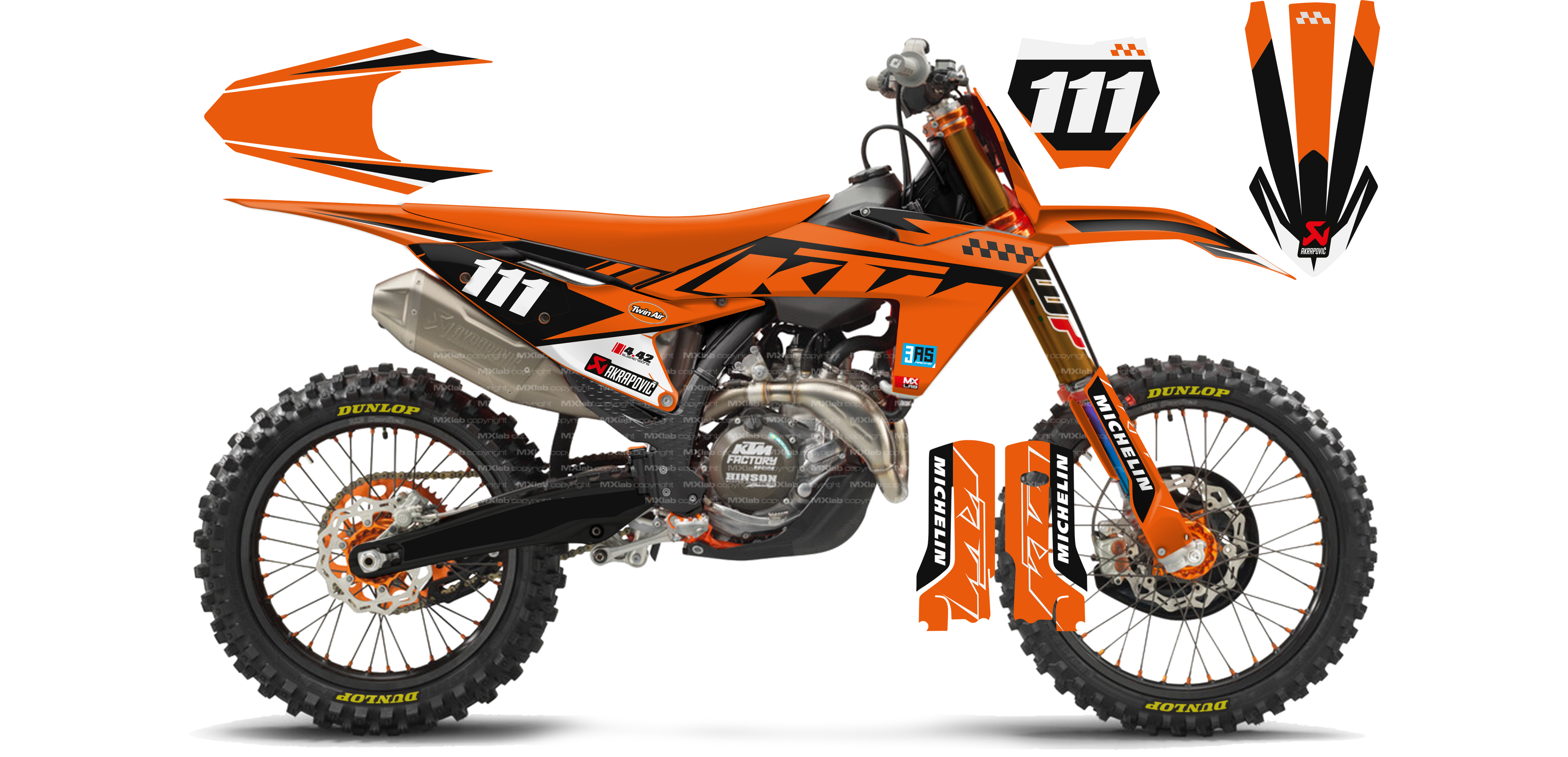 Kit déco KTM LAB1 ORANGE - Motocross & Enduro personnalisable