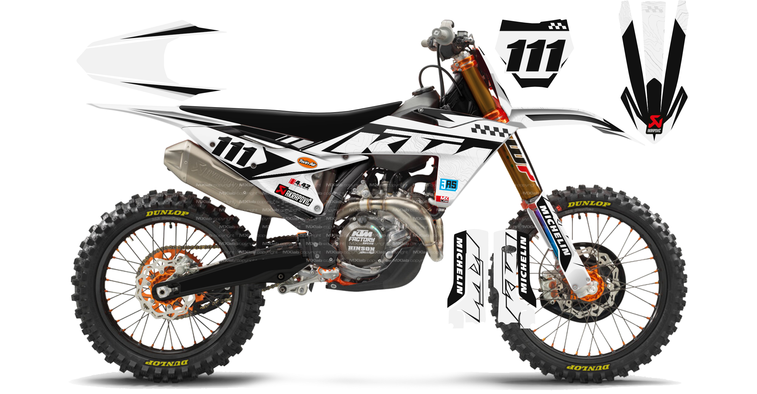 Kit déco KTM LAB1 WHITE - Motocross & Enduro personnalisable
