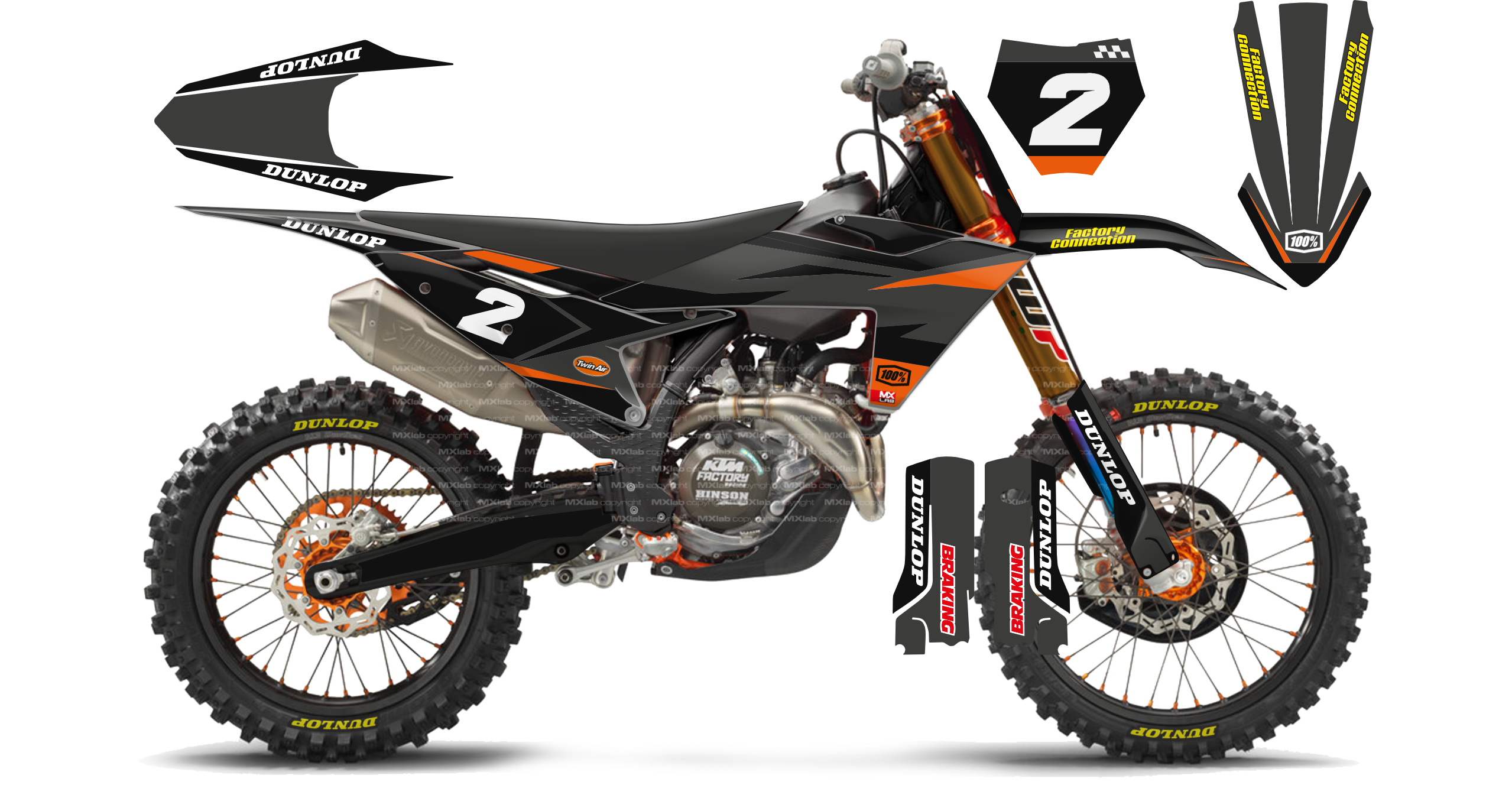 Kit déco KTM LAB2 GRAY - Motocross & Enduro personnalisable