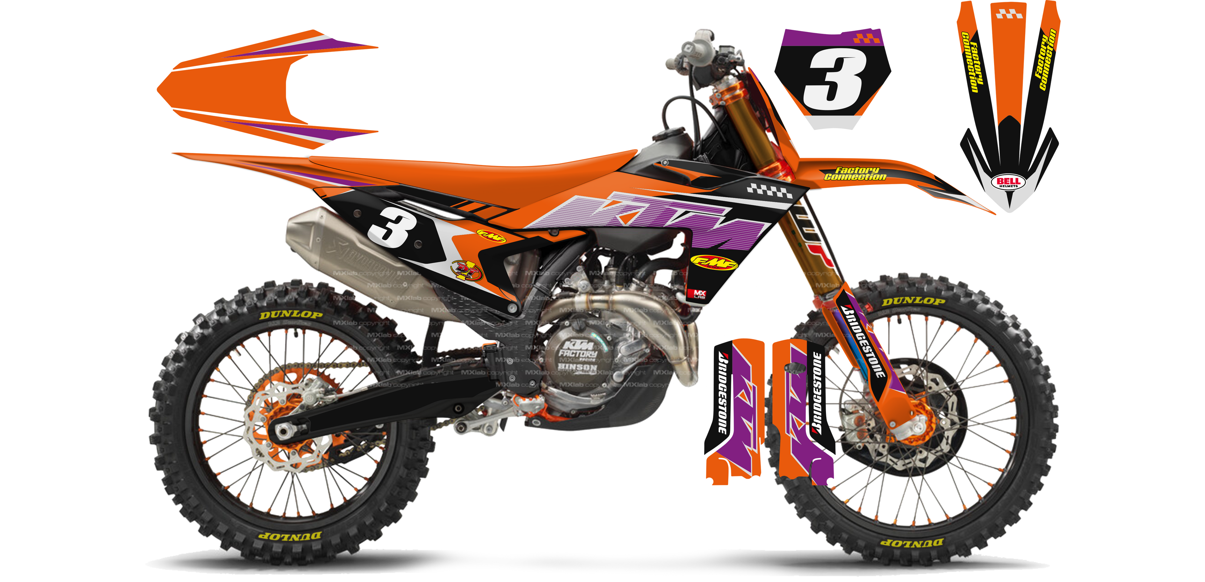 Kit déco KTM LAB3 - Motocross & Enduro personnalisable