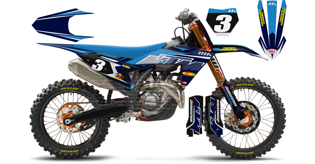 Kit déco KTM LAB3 BLUE - Motocross & Enduro personnalisable