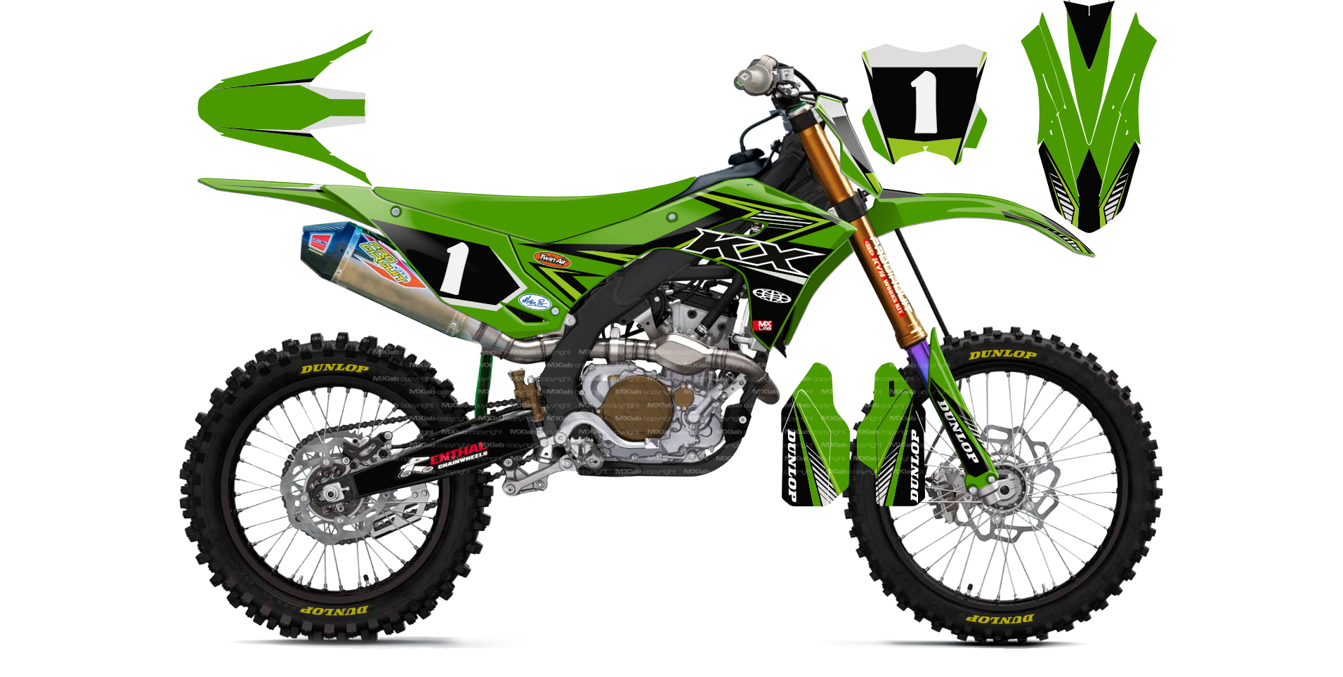 Kit déco Kawasaki LAB1 - Motocross & Enduro personnalisable