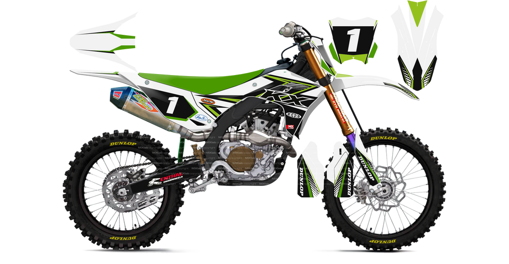 Kit déco Kawasaki LAB1 WHITE - Motocross & Enduro personnalisable