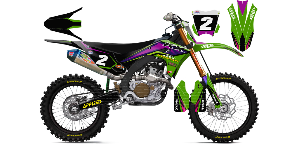 Kit déco Kawasaki LAB2 BLACK - Motocross & Enduro personnalisable