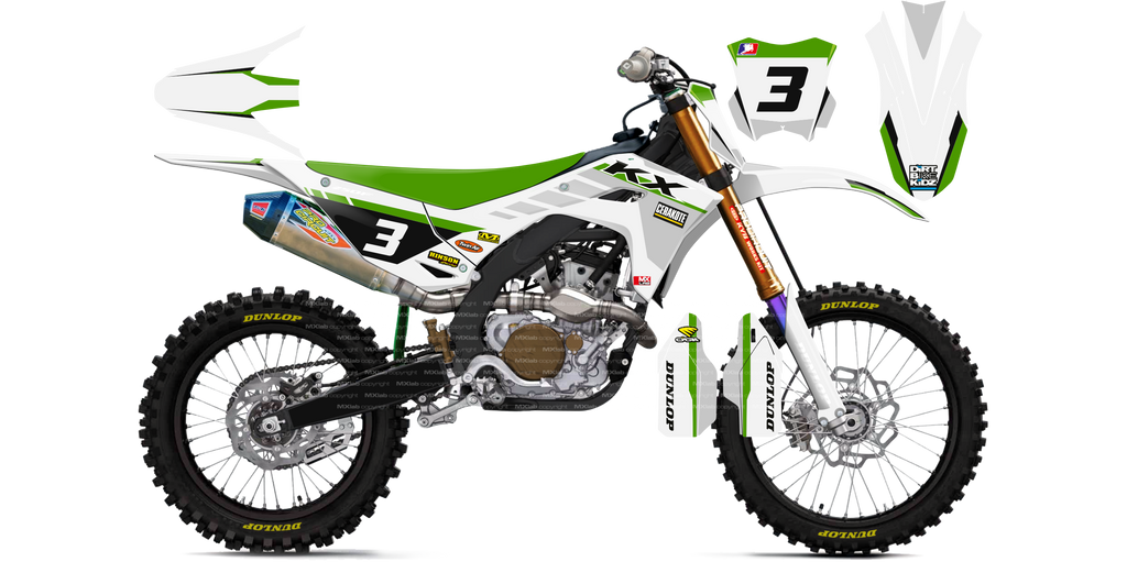Kit déco Kawasaki LAB3 WHITE - Motocross & Enduro personnalisable