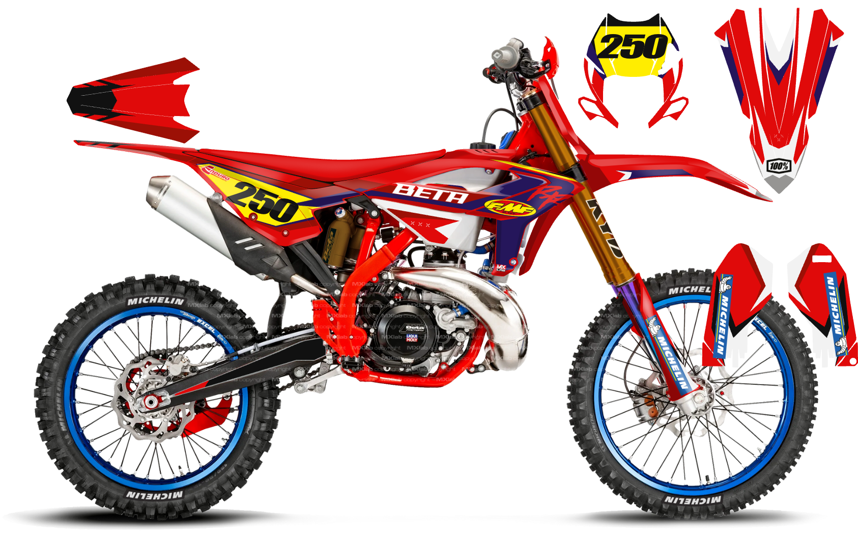Kit déco Beta LAB1 RED - Motocross & Enduro personnalisable