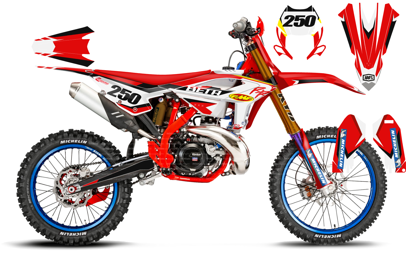 Kit déco Beta LAB1 WHITE - Motocross & Enduro personnalisable