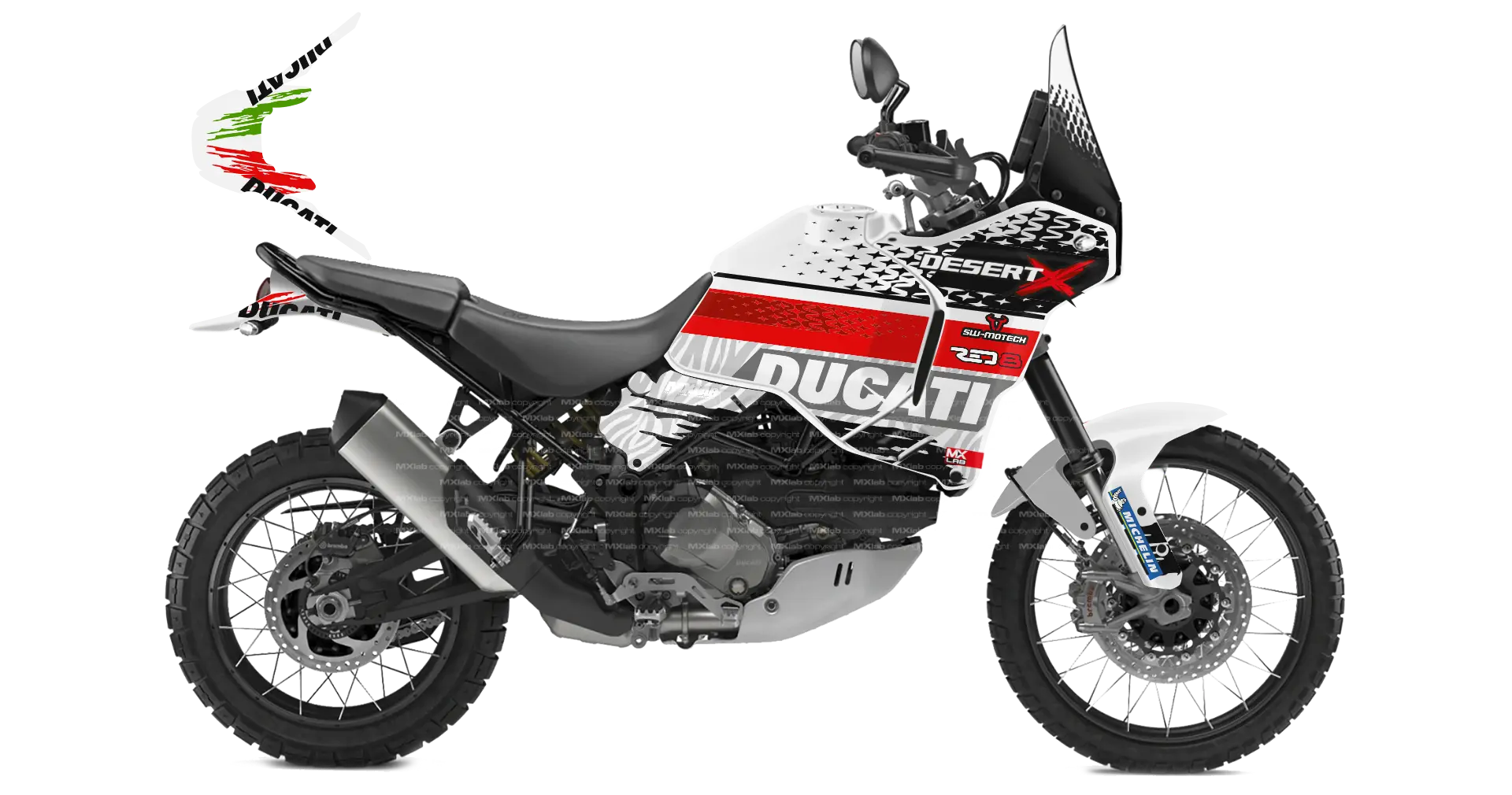 Kit déco Ducati DesertX LAB1 WHITE - Trail personnalisable