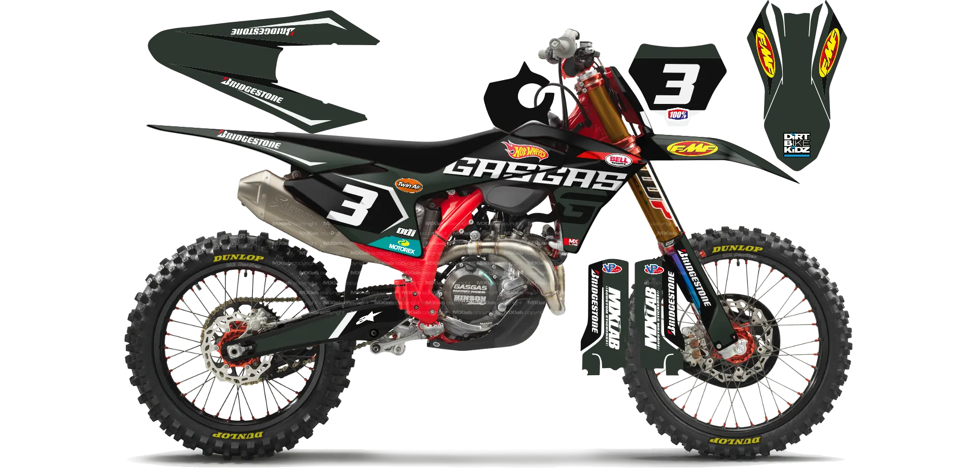 Kit déco GasGas LAB3 KHAKI - Motocross & Enduro personnalisable