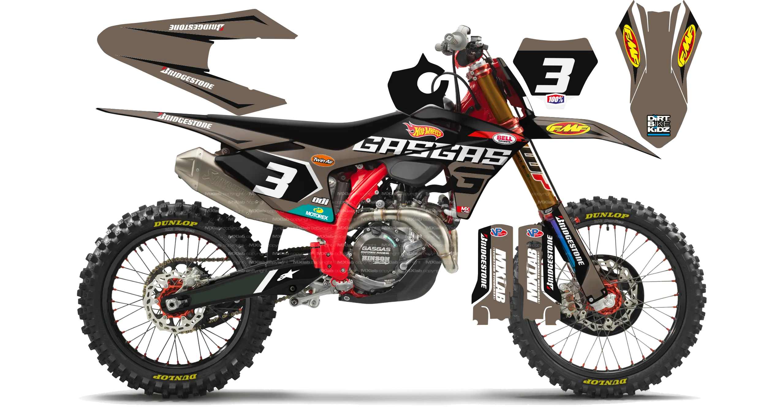 Kit déco GasGas LAB3 TAUPE - Motocross & Enduro personnalisable
