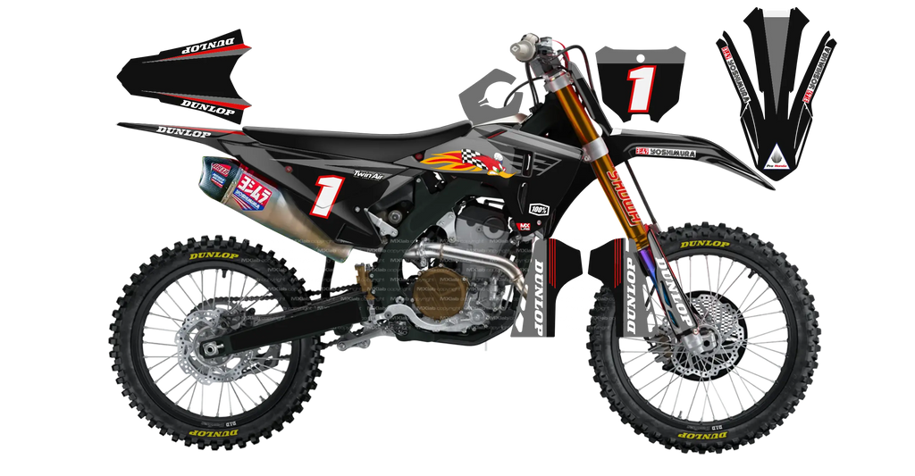 Kit déco Honda LAB1 BLACK - Motocross & Enduro personnalisable