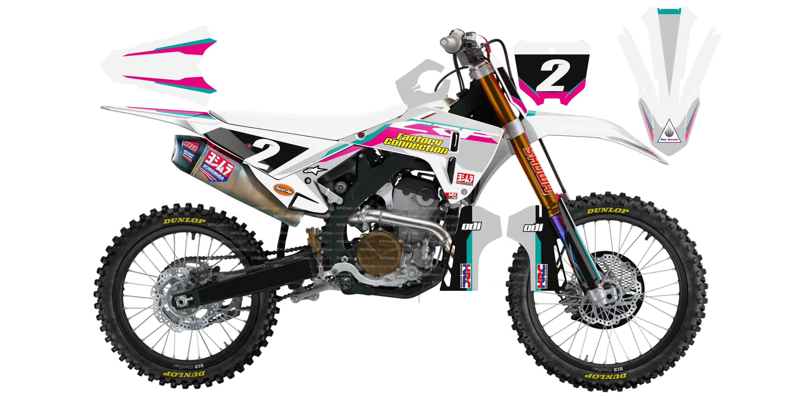 Kit déco Honda LAB2 WHITE - Motocross & Enduro personnalisable