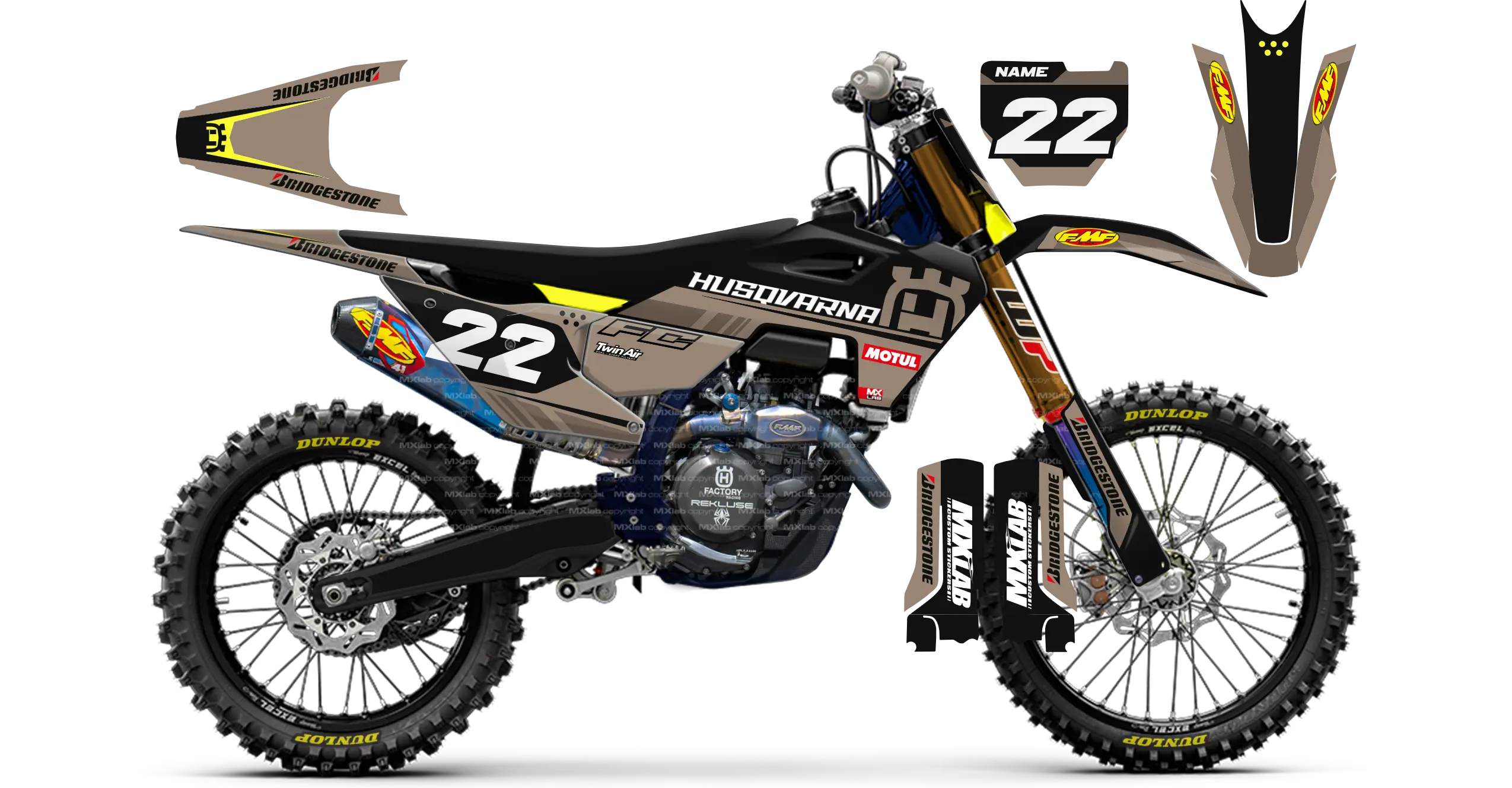 Kit déco Husqvarna LAB2 SAND - Motocross & Enduro personnalisable