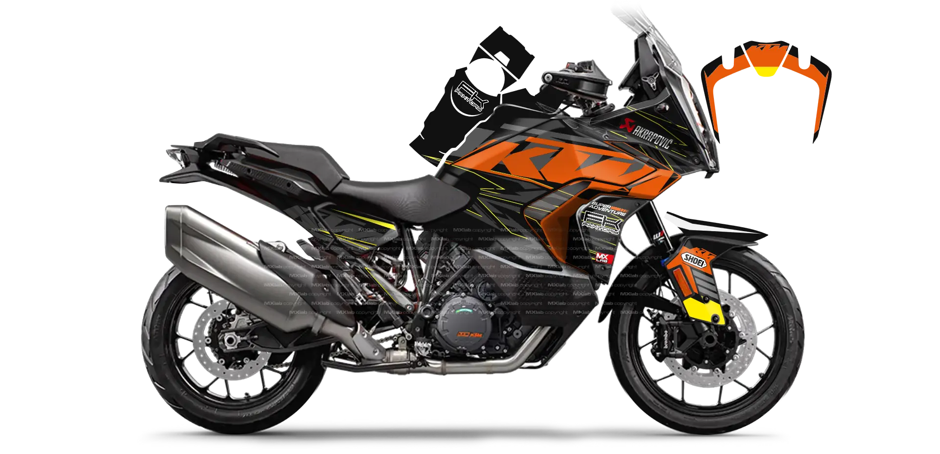 Kit déco KTM 1290 Super Adventure LAB2 BLACK - Trail personnalisable