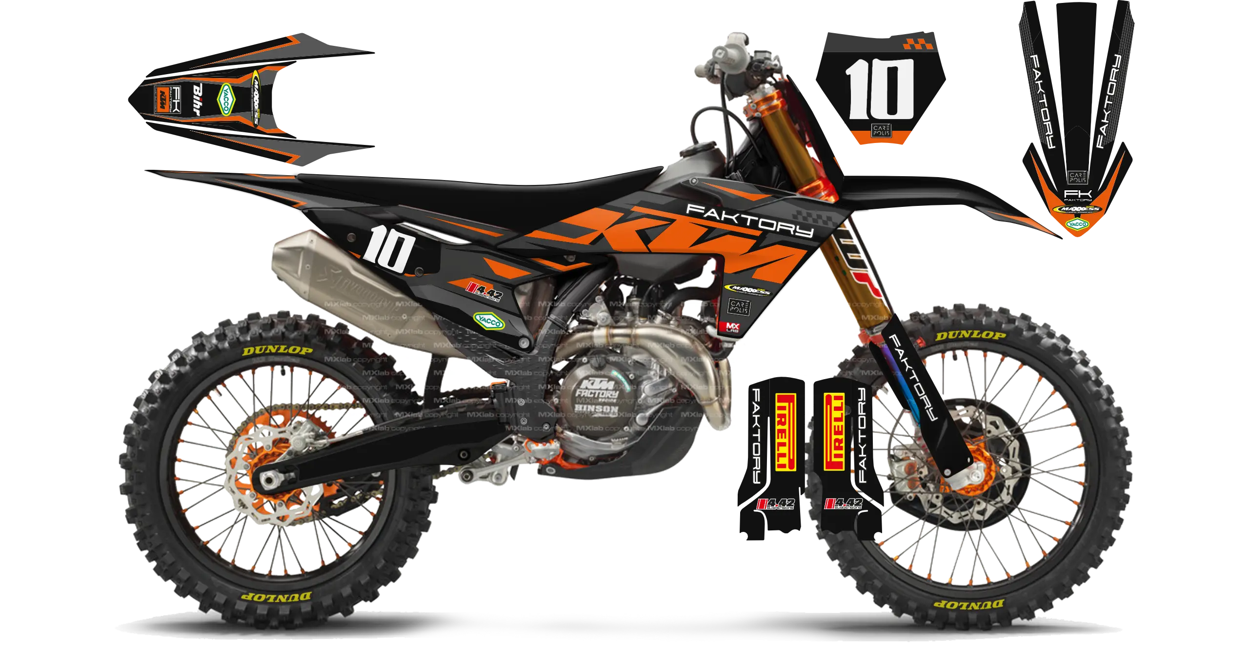 Kit déco KTM Faktory BLACK - Motocross & Enduro personnalisable