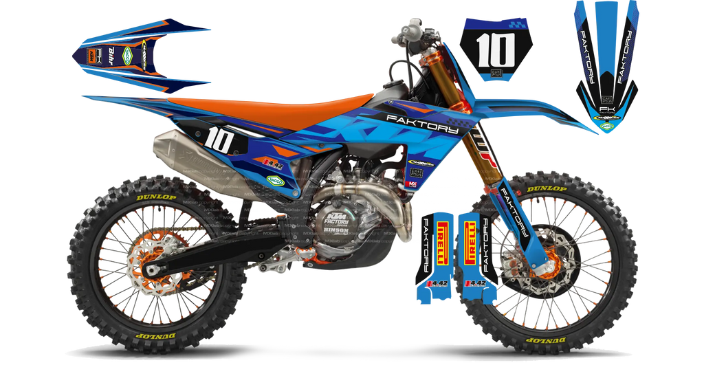 Kit déco KTM Faktory BLUE - Motocross & Enduro personnalisable