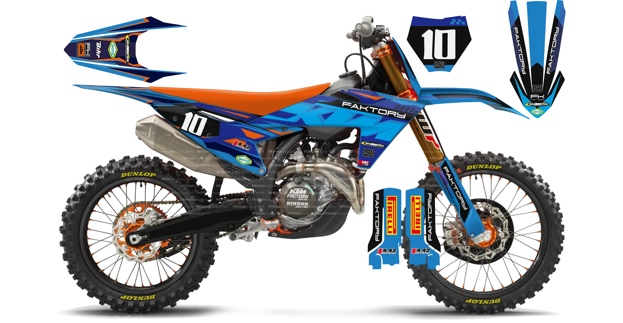 Kit déco KTM Faktory BLUE - Motocross & Enduro personnalisable