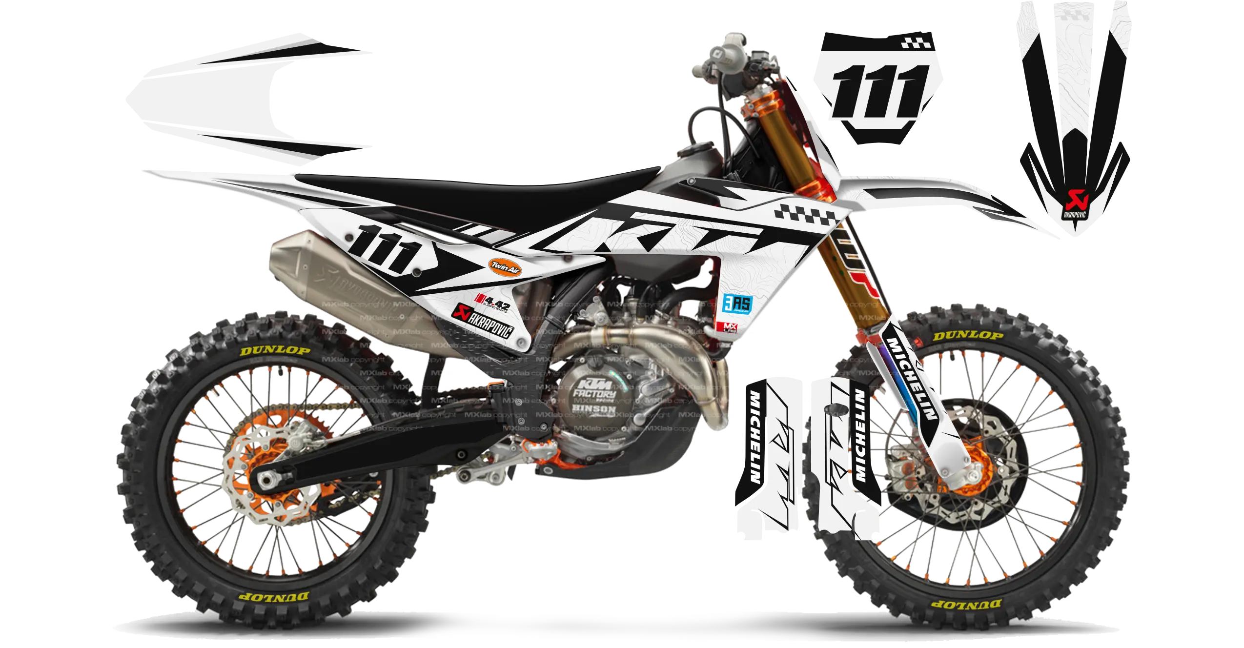 Kit déco KTM LAB1 WHITE - Motocross & Enduro personnalisable