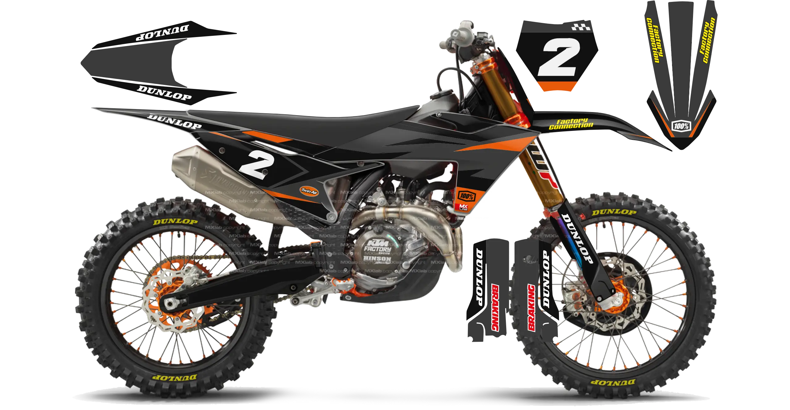 Kit déco KTM LAB2 GRAY - Motocross & Enduro personnalisable
