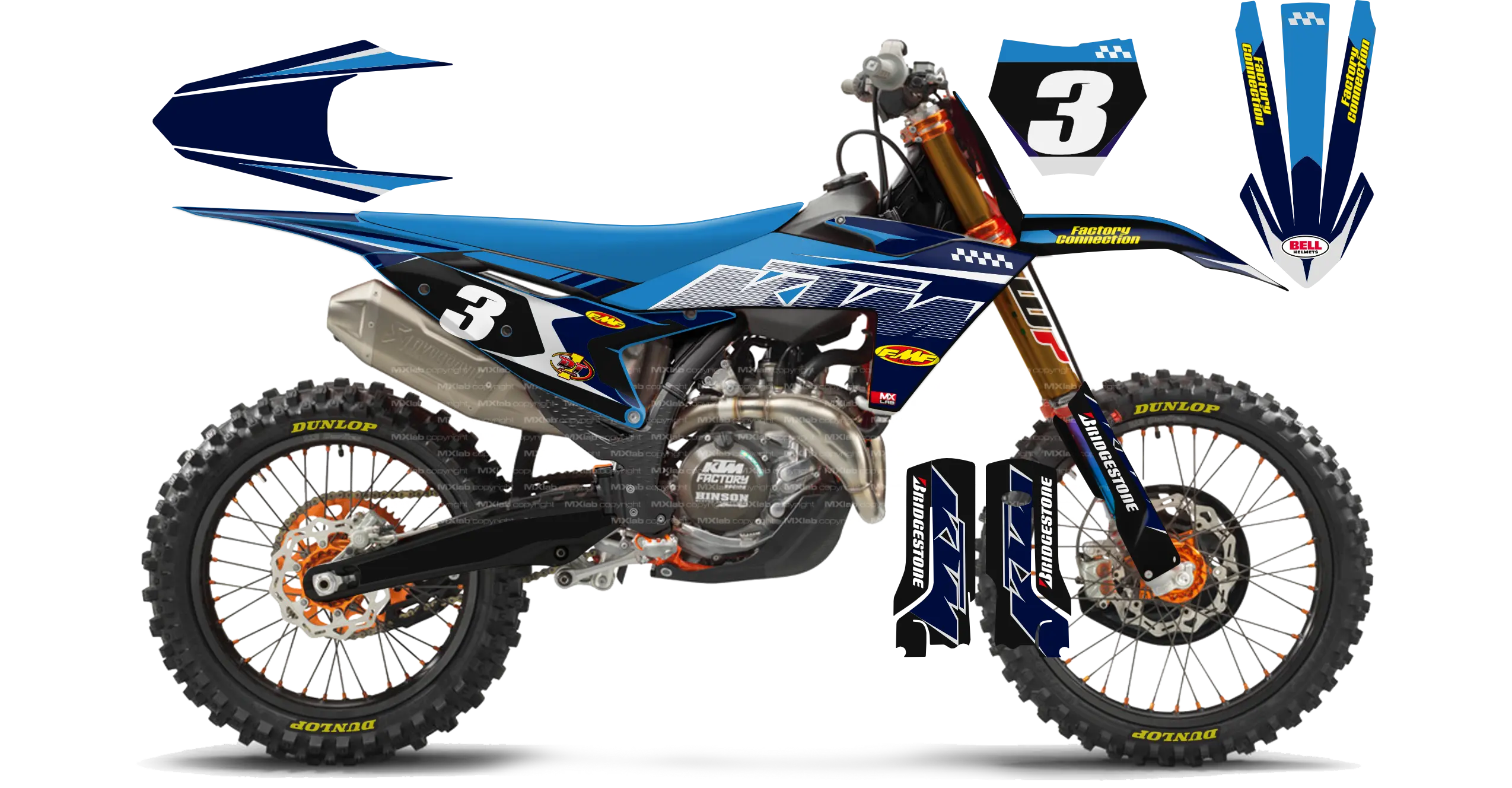 Kit déco KTM LAB3 BLUE - Motocross & Enduro personnalisable