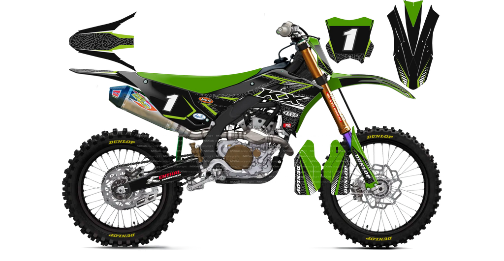 Kit déco Kawasaki LAB1 BLACK - Motocross & Enduro personnalisable