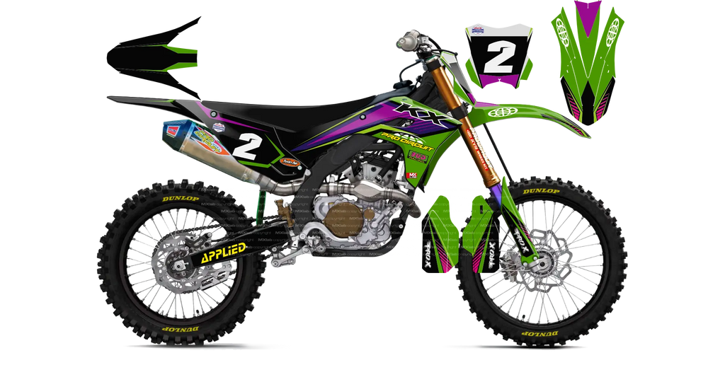 Kit déco Kawasaki LAB2 BLACK - Motocross & Enduro personnalisable