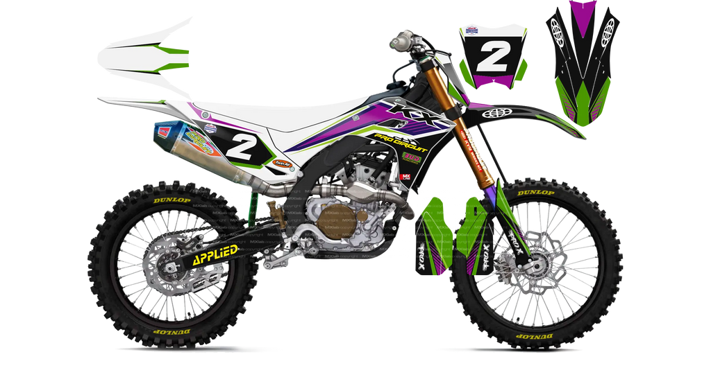 Kit déco Kawasaki LAB2 WHITE - Motocross & Enduro personnalisable