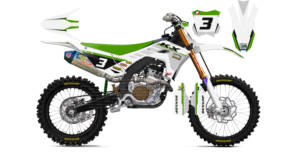 Kit déco Kawasaki LAB3 WHITE - Motocross & Enduro personnalisable