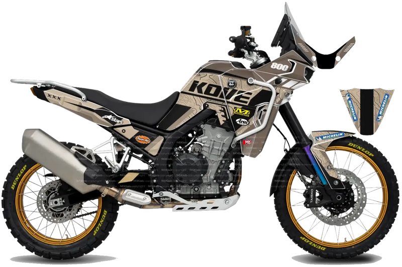 Roadbook Sand graphics kit for Kove 800X PRO, right-hand side, sand and black contour pattern