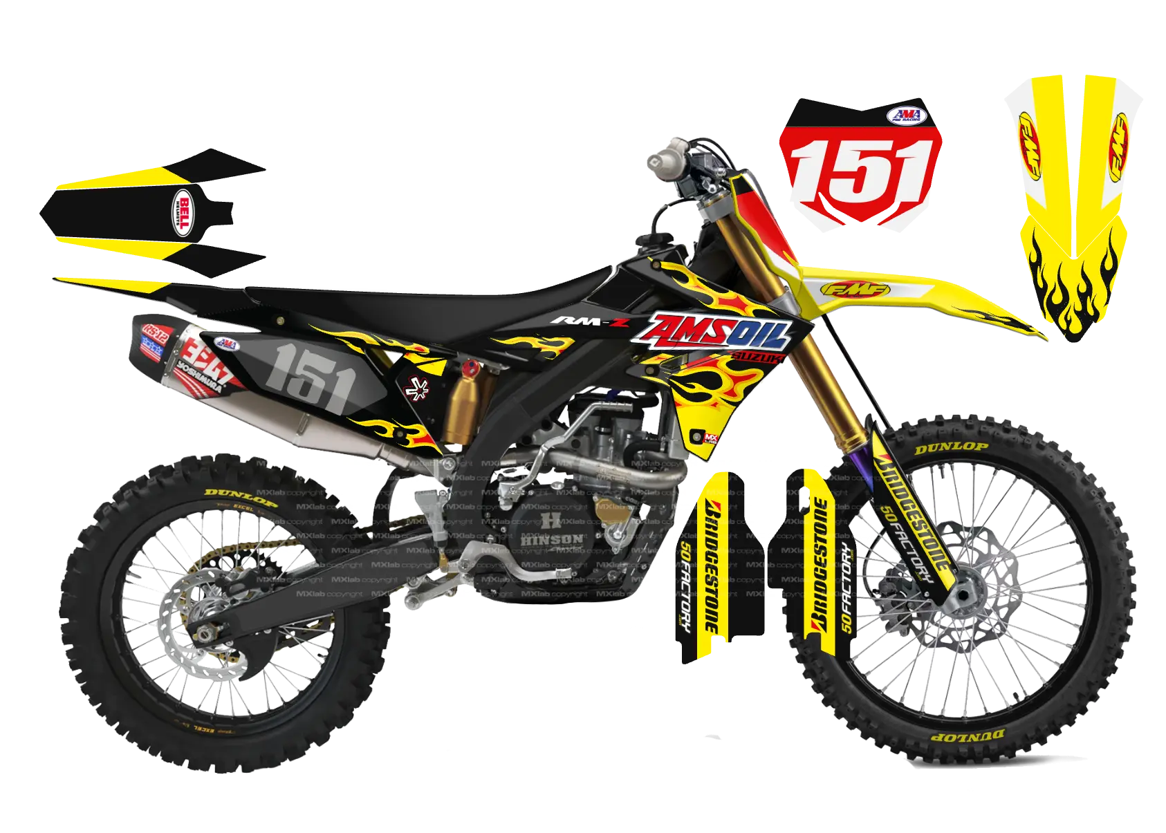 Kit déco Suzuki RMZ FLAME - Motocross & Enduro personnalisable