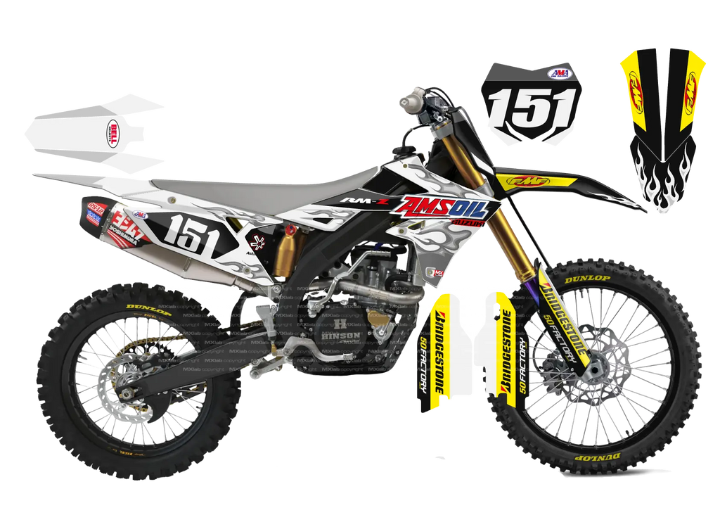 Kit déco Suzuki RMZ FLAME WHITE - Motocross & Enduro personnalisable