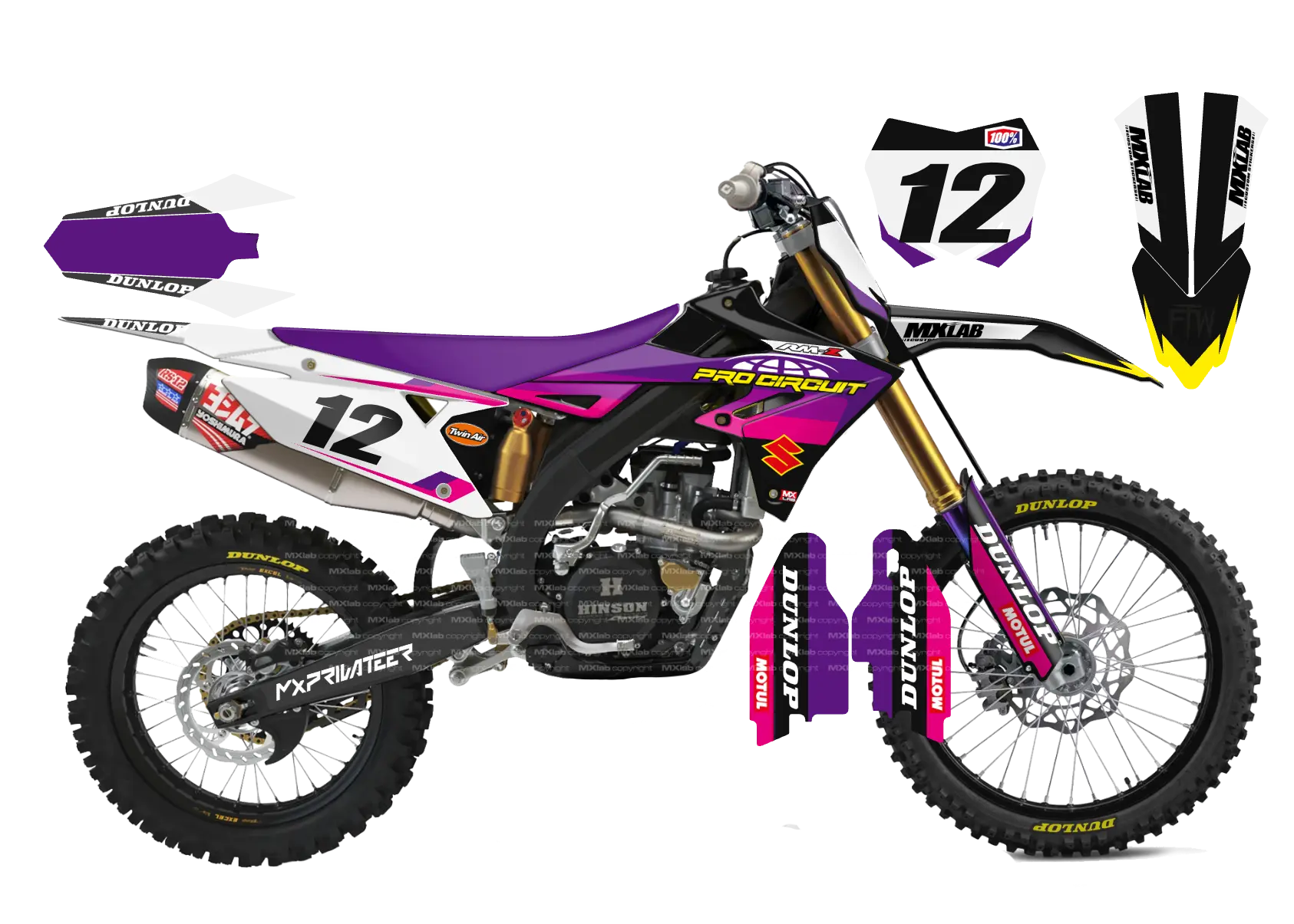 Kit déco Suzuki RMZ LAB2 PURPLE - Motocross & Enduro personnalisable