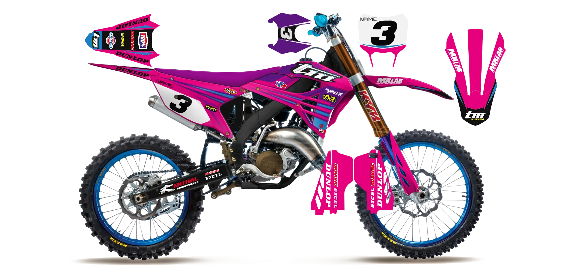 Kit déco TM LAB3 PINK - Motocross & Enduro personnalisable