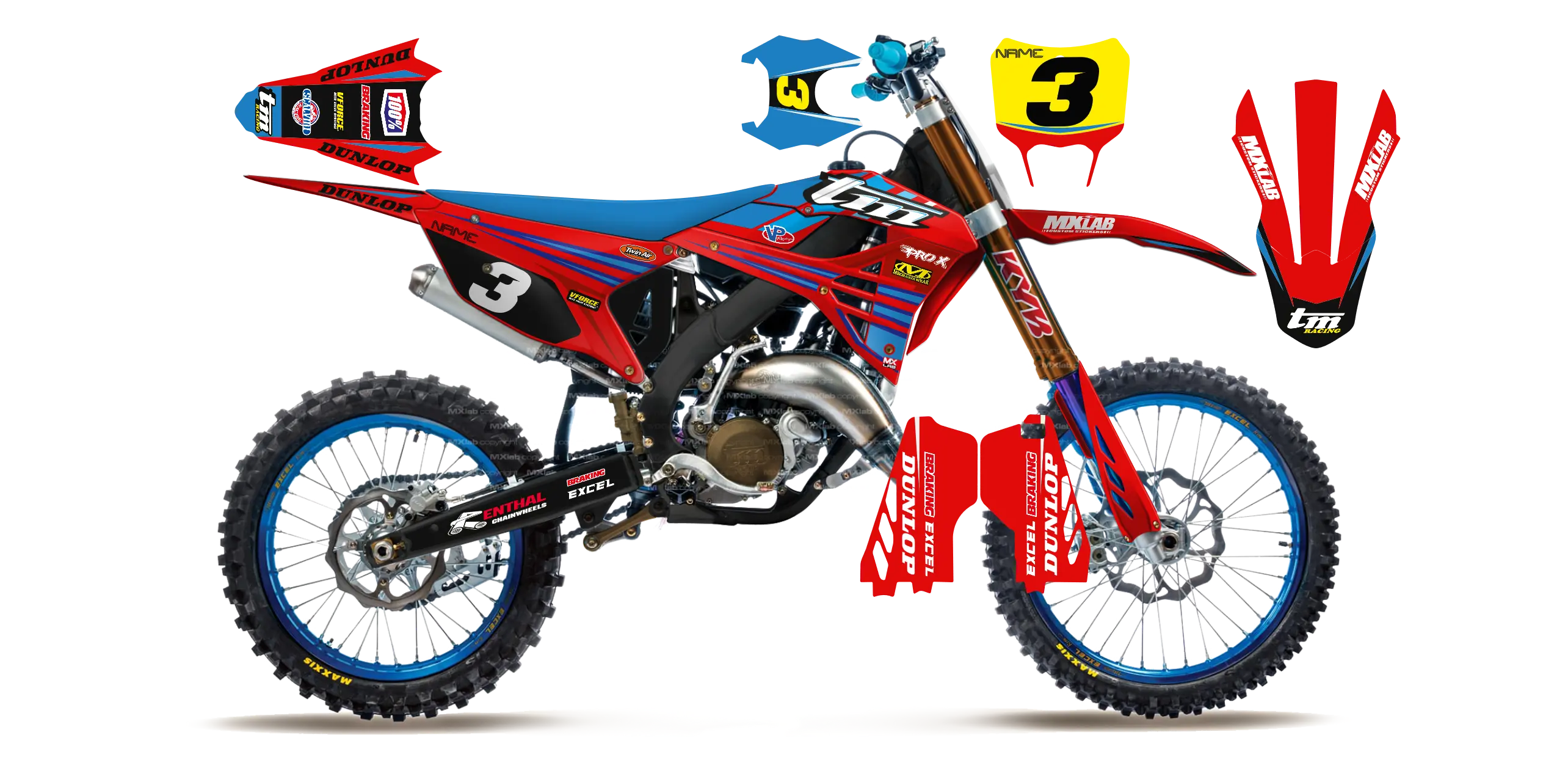 Kit déco TM LAB3 RED - Motocross & Enduro personnalisable