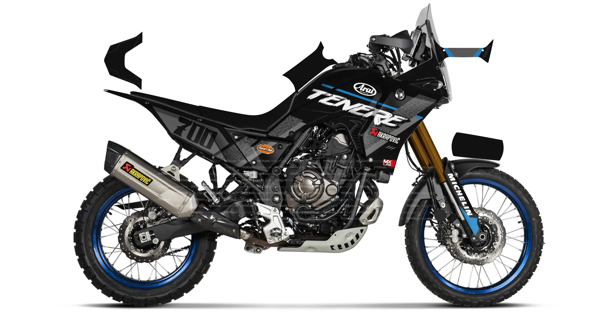 Kit déco Yamaha Ténéré 700 LAB1 BLACK - Trail personnalisable