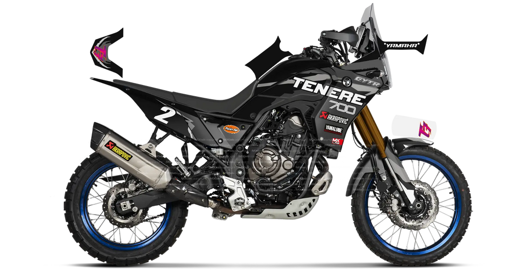 Kit déco Yamaha Ténéré 700 Vintage BLACK - Trail personnalisable