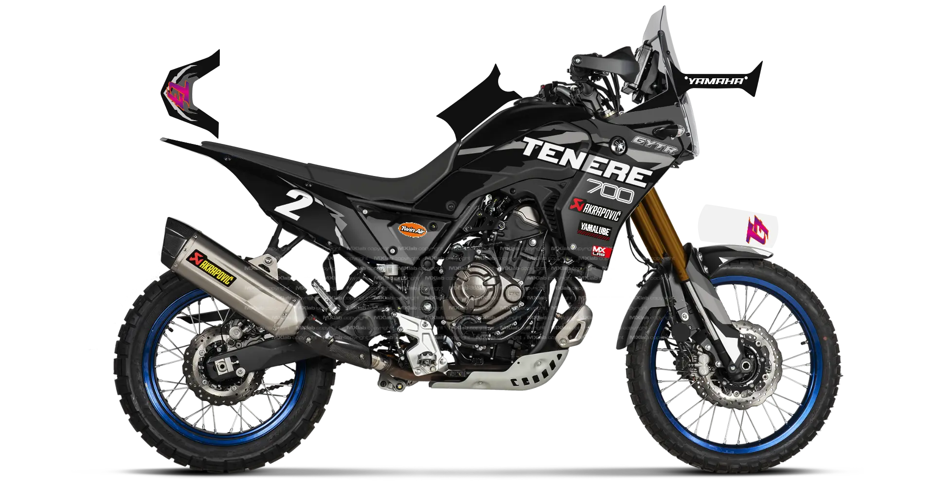 Kit déco Yamaha Ténéré 700 Vintage BLACK - Trail personnalisable