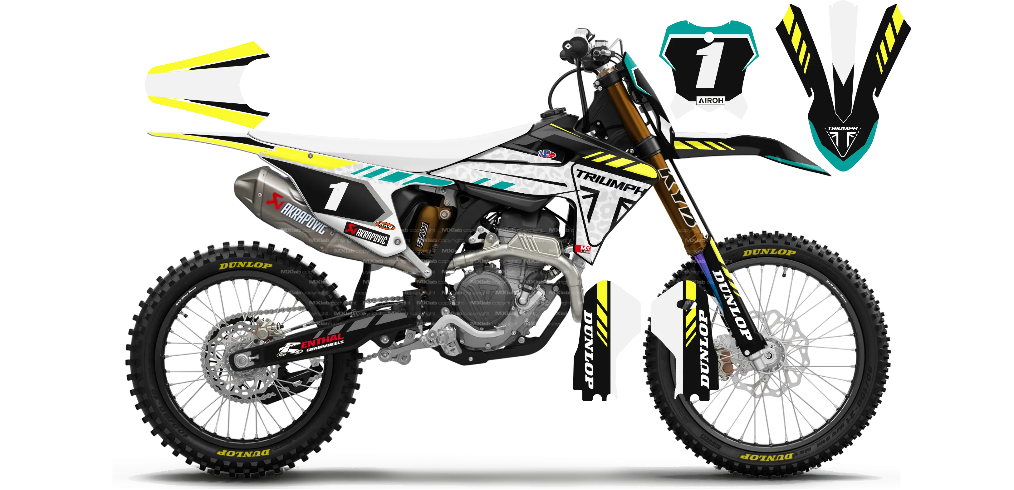 Kit déco Triumph LAB1 WHITE - Motocross & Enduro personnalisable
